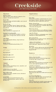 The pub bar and grill menu