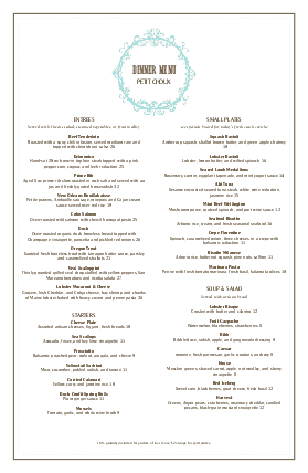 French Fine Dining Menu Dining Menu Menu Restaurant