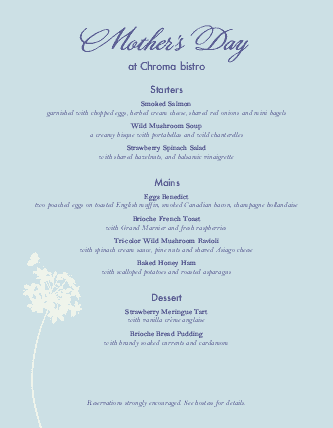 free downloadable mothers day menu template microsoft word