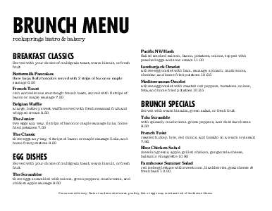 restaurant brunch menu