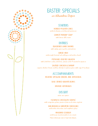 Restaurant Easter Menu | Easter Menus